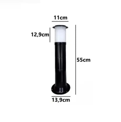 Poste Balizador Luminária Casa Jardim Sitio Preto 50Cm