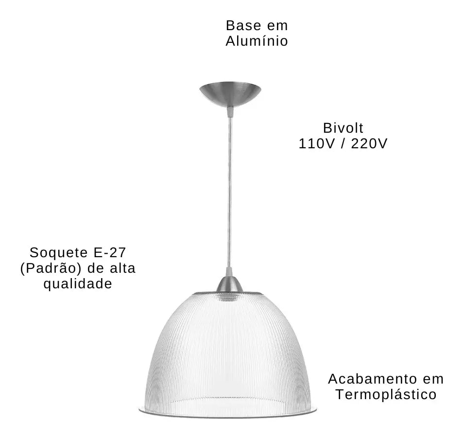 Luminaria Pendente Prismático 22X55