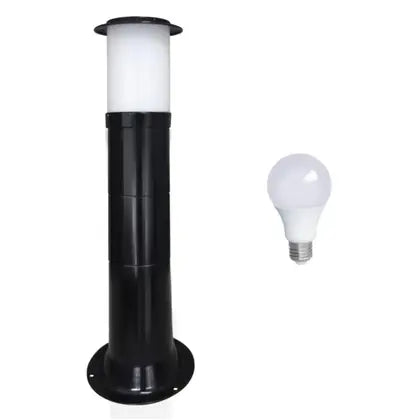 Poste Balizador Luminária Casa Jardim Sitio Preto 50Cm