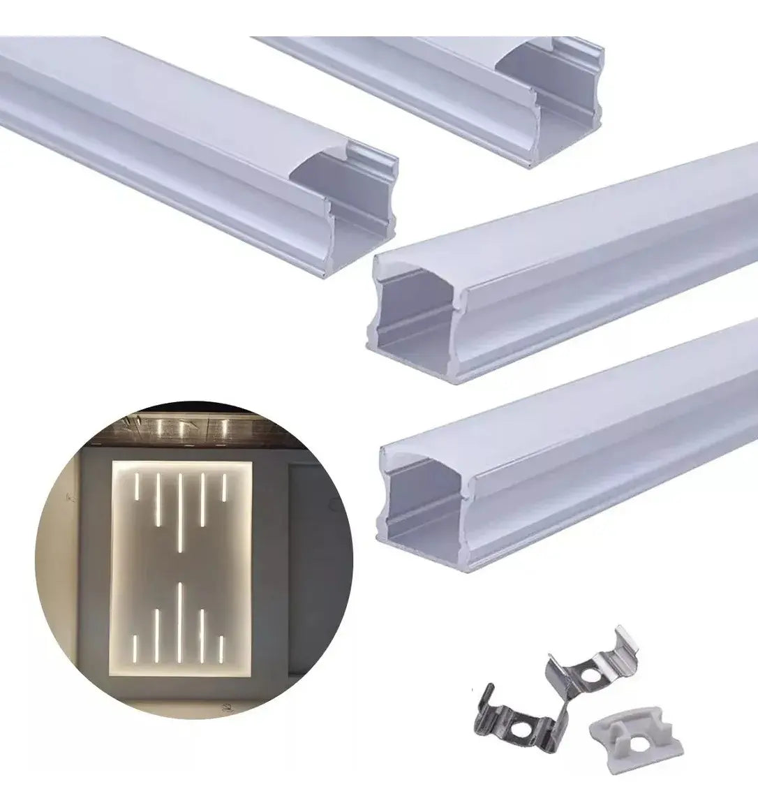 Perfil de Alumínio 17 X 15 2M para Fita LED com Difusor Leitoso Embutir