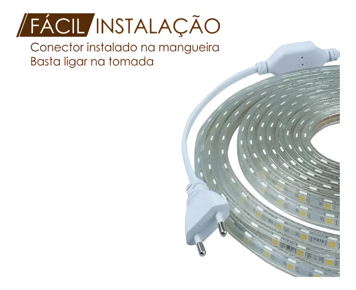 Fita Super Bril 3535 14W 1500 Lumes 3000K IP65 Gaya (ligação Direta Na Rede 220V )