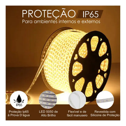 Fita Super Bril 3535 14W 1500 Lumes 3000K IP65 Gaya (ligação Direta Na Rede 220V )