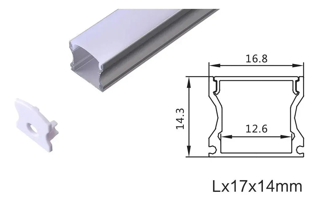 Perfil de Alumínio 17 X 15 2M para Fita LED com Difusor Leitoso Embutir