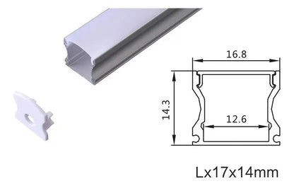 Perfil de Alumínio 17 X 15 2M para Fita LED com Difusor Leitoso Embutir