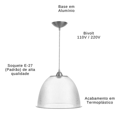 Luminaria Pendente Prismático 22X55