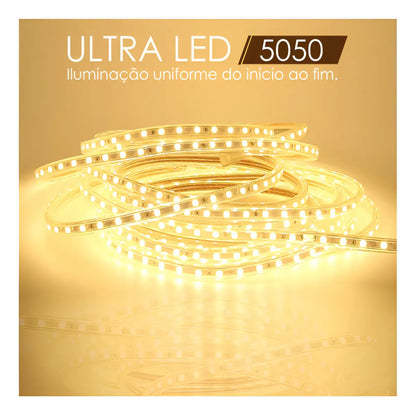 Fita Super Bril 3535 14W 1500 Lumes 3000K IP65 Gaya (ligação Direta Na Rede 220V )
