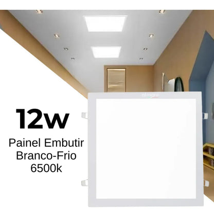Painel Quadrado Embutir 12W 6500
